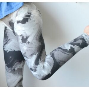 GRAY & White stormy sky abstract print full length Leggings Size 12-20 NWT